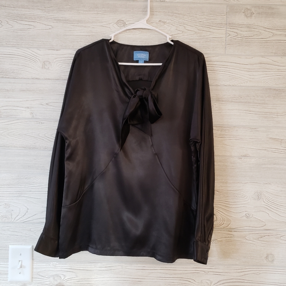 Black Long Sleeve Blouse- Silk/Sheer SimplyVera